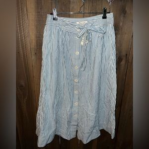 Madewell Seersucker Button Up Skirt w/bow NWT